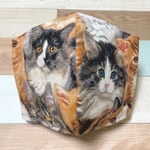 現品限り　1点もの　立体マスク　リアル　猫柄　ハンドメイド　大人用　インナーマスク　布マスク　手作り