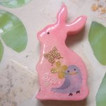 ◇301　桜色🐰うさぎと小鳥のブローチ🐥🍀