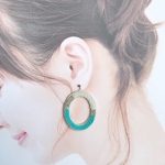 OVAL ビーズ刺繍ピアス イヤリング（marine）