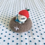 【再販】こつぶ猫(白)・りんご帽子と あごのせベッド付きᵕ̈❤︎