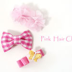 【kids&baby】第４弾　デザイン色々・Pinkのヘアクリップ３点セット