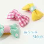 【Kids＆baby】カラフル・キュートなmini miniリボンヘアクリップ３点セット（滑り止め付）