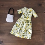 リカちゃん服　黄色の花柄ワンピースコーデ