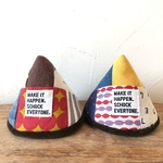 ミシンパッチワークとコーディロイの三角ミトン　ＹＥ