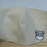シュナウザー刺繍付　マスク　大人用　表ワッフル地④　裏ダブルガーゼ　咳エチケット