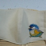ピヨ刺繍付　マスク　②　大人用　表ワッフル地　裏ダブルガーゼ　咳エチケット