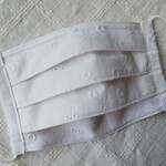コットン刺繍レースマスクA　ステッチ有り🌼　プリーツマスク　ノーズワイヤー入り