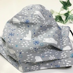 【受注製作】＊ゆったりめが好き＊春夏《綿》涼しげ可愛い北欧のシロクマ/子供サイズも製作可/ワイヤープリーツ布マスク　紫外線対策にも