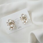 2WAYビジュークリスタル×たっぷりコットンパールピアス（ｲﾔﾘﾝｸﾞ）ウェデイング結婚式ブライダルにも♡＃183