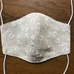 リネン　花柄刺繍　マスク　