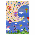 油絵「猫と気球」フレーム付イラスト