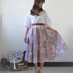 【summerセール♪】ラベンダー色のフラワーフレアースカート