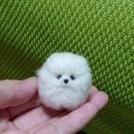 ちびポメラニアン ホワイト パピー 羊毛フェルト