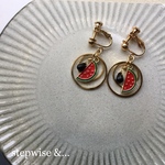 スイカと笑顔の種のイヤリング