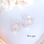 shell wire flower ピアスorイヤリングor樹脂ピアス