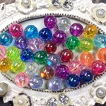  【8mm  80個】オーロラキャンディアクリルビーズ  アソート AB 虹色