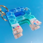 トリコロール シェル 水面レジン 海 イニシャル キーホルダー♪