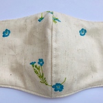 #涼しいマスク　#蒸れないマスク　#コットン＋リネン　#手作りマスク　#洗えるマスク　#女性用　#紐を通して　#柄配置は届いてからのお楽しみに　　#ネモフィラ