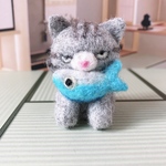 魚泥棒🐟にゃんこ🐱サバトラ　羊毛フェルト