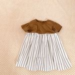 ベビー服　キッズ服☆ ブラウンとストライプワンピース