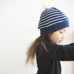 【再販】kidsニットベレー（ボーダーインディゴブルー）Mサイズ