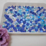 お子様用 アクリルビーズセット♪Sサイズたっぷり200g　青×白系