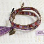 Sale!★刺しゅう糸タッセル付き秋色ラップブレス《itomu》or068