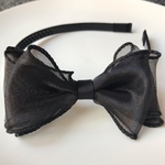 【再販】⭐︎キッズ⭐︎可愛いオーガンジー　子ども　サイドリボンカチューシャ　ブラック　上品　おしゃれ　可愛い