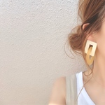 𓐍パッションオレンジ×アイボリー𓐍ピアス/イヤリング　大ぶり インポート　人気　チェーン　アクリル　マーブル　夏　西海岸　海　カラフル　ポップ　元気
