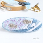 刺繍バレッタ＊海の中へ(珊瑚)