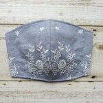 ☆新作☆　花柄刺繍レース　グレー系　北欧風マスク 立体マスク　上品マスク　大人用立体マスク　普通サイズマスク　エレガントマスク
