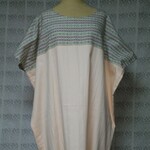 値下げ（2900→1900）フレンチスリーブチュニック　(サーモンピンク×柄)