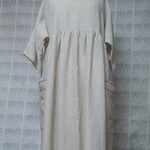 値下げ（2900→1900）半袖Wギャザーワンピース(灰×麻)