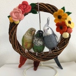 ※専用ページです※ piko-piko75様の三羽のインコちゃんのリース&オカメインコ ちゃんのストラップです♪