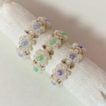 【ラッピング無料】フラワービーズリング💙