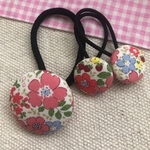 【送料無料】花柄　くるみボタンヘアゴムセット