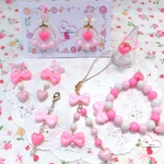 姫♡ピンク♡キッズアクセサリーセット(キッズ・子供・イヤリング・ブレスレット・リング・ストラップ・ファスナーチャーム・福袋)