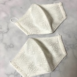 立体マスク、2枚セット、白いマスク、女性用、花柄、刺繍