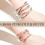 バングル CROSS ブレスレット シルバー ピンクゴールド ストーン no.60049