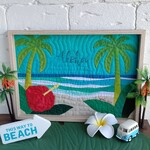 ハワイアンキルト《Aloha Beach🌺🌴》A4サイズフレーム入り