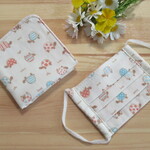 キッズ用プリーツマスク＆ガーゼハンカチ　＊カメさん・オフホワイト＊