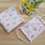 キッズ用プリーツマスク＆ガーゼハンカチ　＊カメさん・ピンク＊