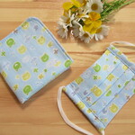 キッズ用プリーツマスク＆ガーゼハンカチ　＊カエルさん・ブルー＊