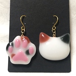 再販！三毛猫・三毛猫肉球セットピアス