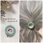 214.くすみグリーンアリッサムポニーフック