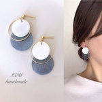 【EIMI】ブルー&ホワイトシェル＋ゴールド ＊ ピアス/イヤリング