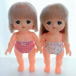 メルちゃんサイズ　パンツ２枚セット　小花柄とピンク水玉
