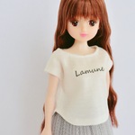 【再販】Lamuneロゴ入りドルマン袖ボートネックニット(半袖｜オフホワイト)