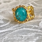 再販・12月の誕生石　ターコイズの透かしring　