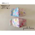 2枚セット！ゆめかわ♡立体マスク♡ 裏生地おまかせ！【未就学児サイズ】ブルーピンクハーフ＆ハーフ 女の子向け